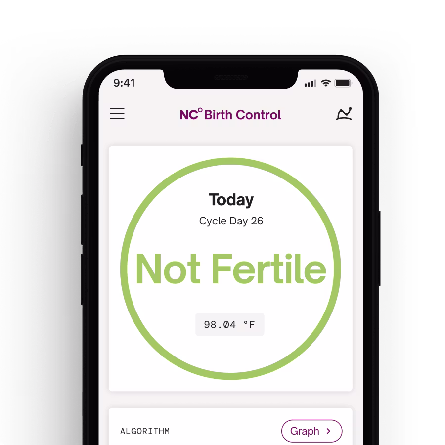 Mobile phone displaying the Natural Cycles app